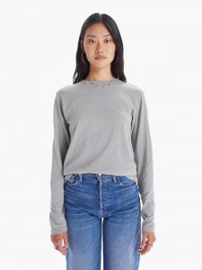 Velva Sheen Rolled Long Sleeve Tee - Grey