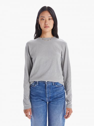 Velva Sheen Rolled Long Sleeve Tee - Grey