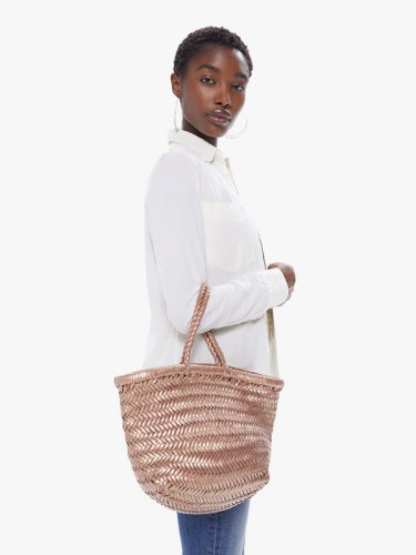 Basket Case Metallic Goa Small Leather Tote - Copper