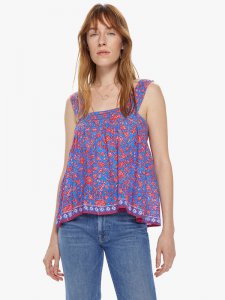 Natalie Martin Jasmine Top - Bloom Print Persian Blue