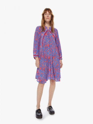 Natalie Martin Fiore Short Dress - Bloom Print Persian Blue