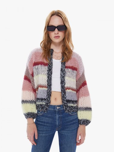 Maiami Stripes Galore Bomber Cardigan - Muted Melange