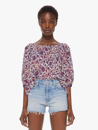 Natalie Martin Ella Top - Bloom Print Lapis