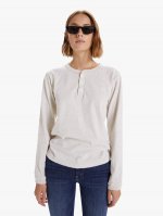 Velva Sheen Tubular Long Sleeve Henley Tee - Oatmeal