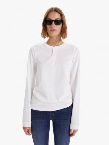 Velva Sheen Tubular Long Sleeve Henley Tee - White