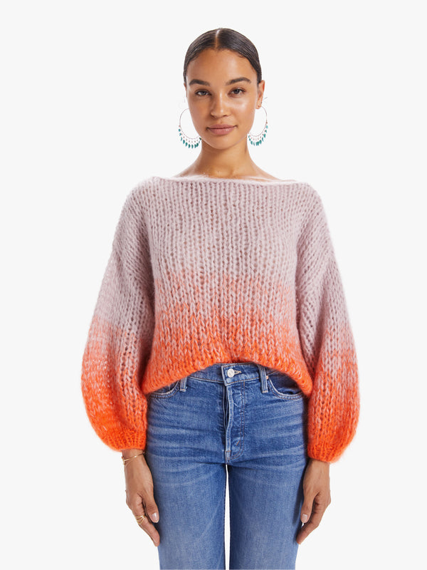 Maiami Gradient Fade Big Sweater - Orange\/Rose