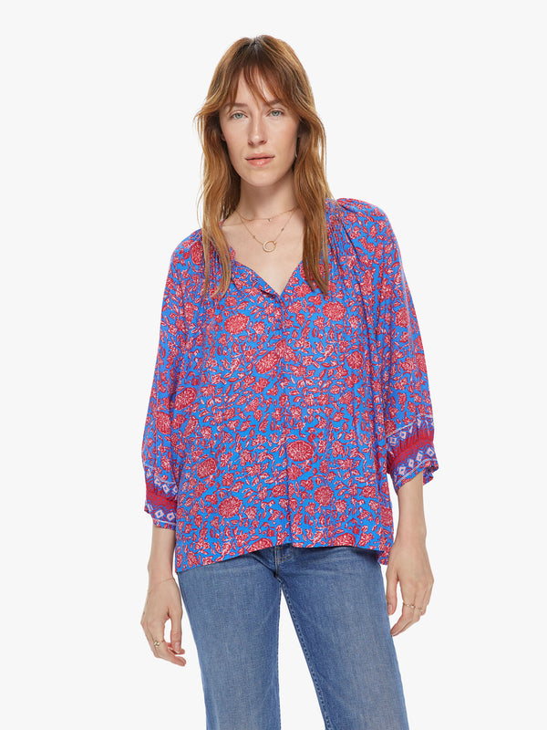 Natalie Martin Remy Top - Bloom Print Persian Blue